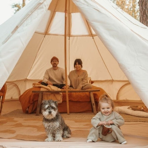 family glamping with dog