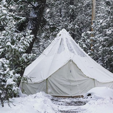 bell tent in the snow