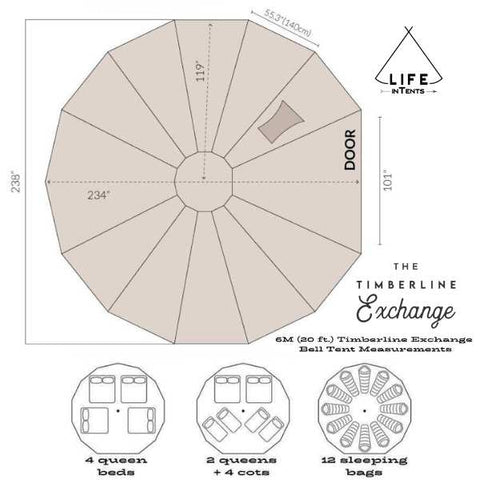 LIT 12-person canvas tents measurements