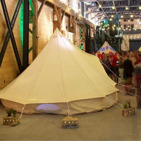 cinder blocks for bell tent setup indoors