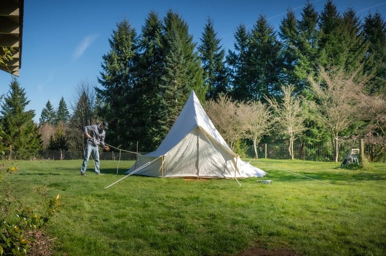 set up canvas tent