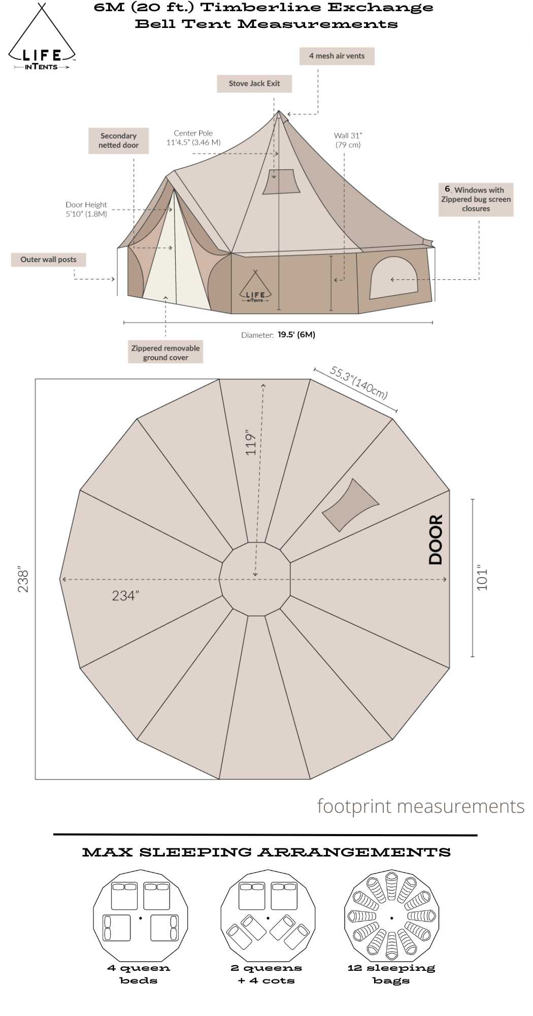 20' commercial bell tent specs