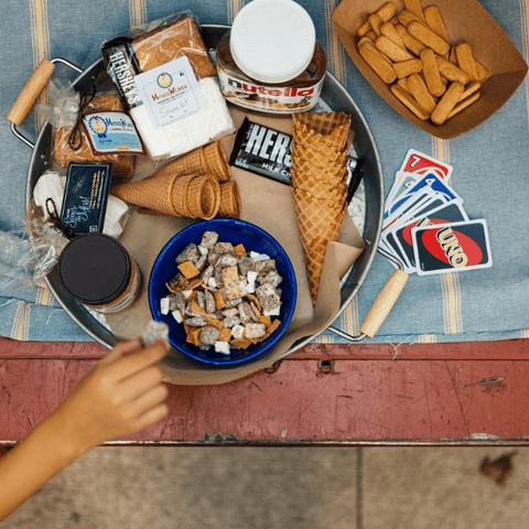 camping dessert bar s'mores kit games